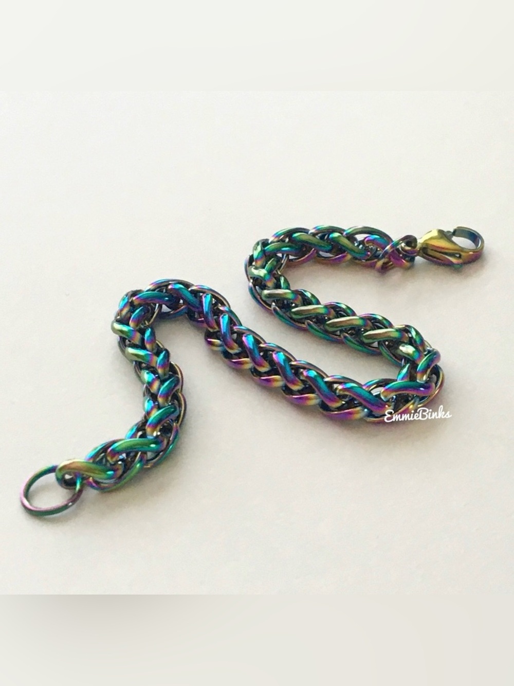 ✨3/$38  New Vibrant Oil Slick Holographic Chain Bracelet ~ Ombre Spiga Chain